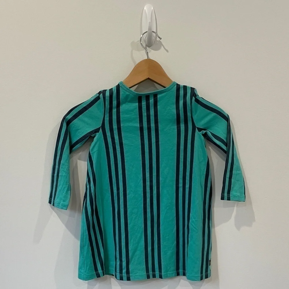 tea Kids Turquoise Long Sleeve Stripe Dress
